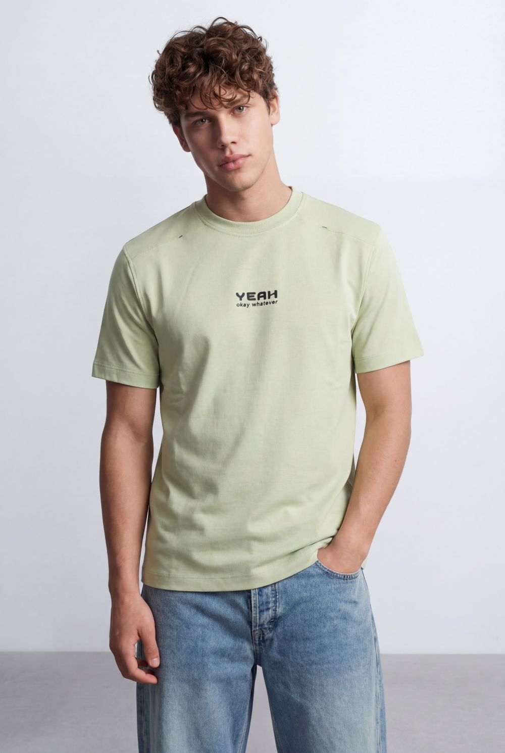 Men’s Tomato Store Ribbed Crew Neckline Chest Bold Text Print Short Sleeves Regular Fit T-Shirt