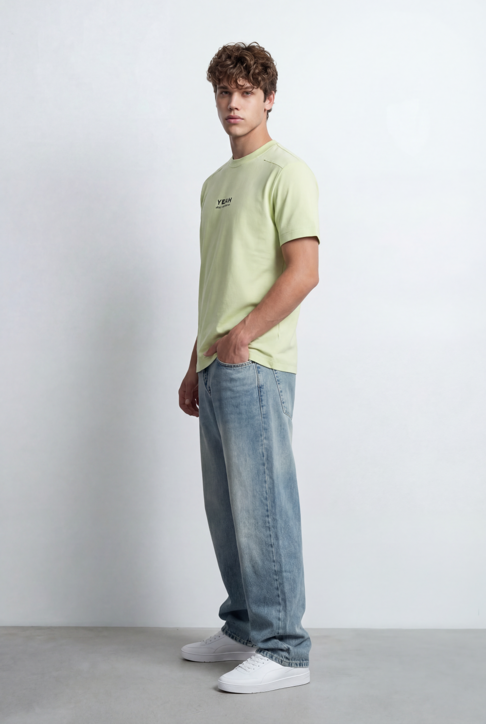 Men’s Tomato Store Ribbed Crew Neckline Chest Bold Text Print Short Sleeves Regular Fit T-Shirt