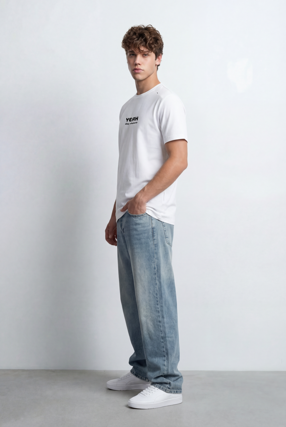 Men’s Tomato Store Ribbed Crew Neckline Chest Bold Text Print Short Sleeves Regular Fit T-Shirt