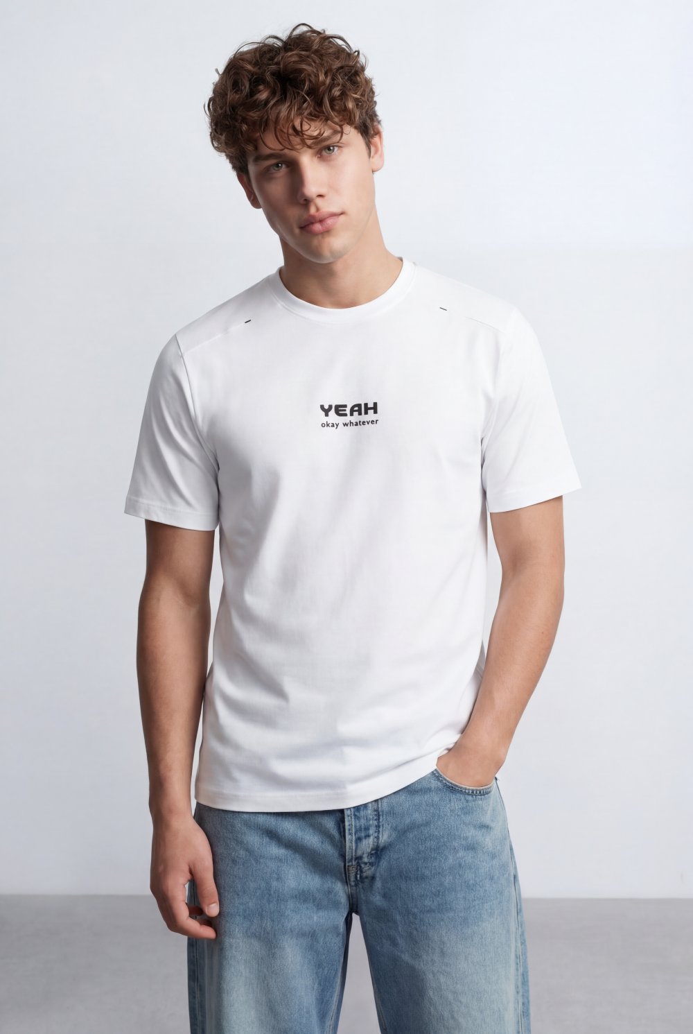 Men’s Tomato Store Ribbed Crew Neckline Chest Bold Text Print Short Sleeves Regular Fit T-Shirt