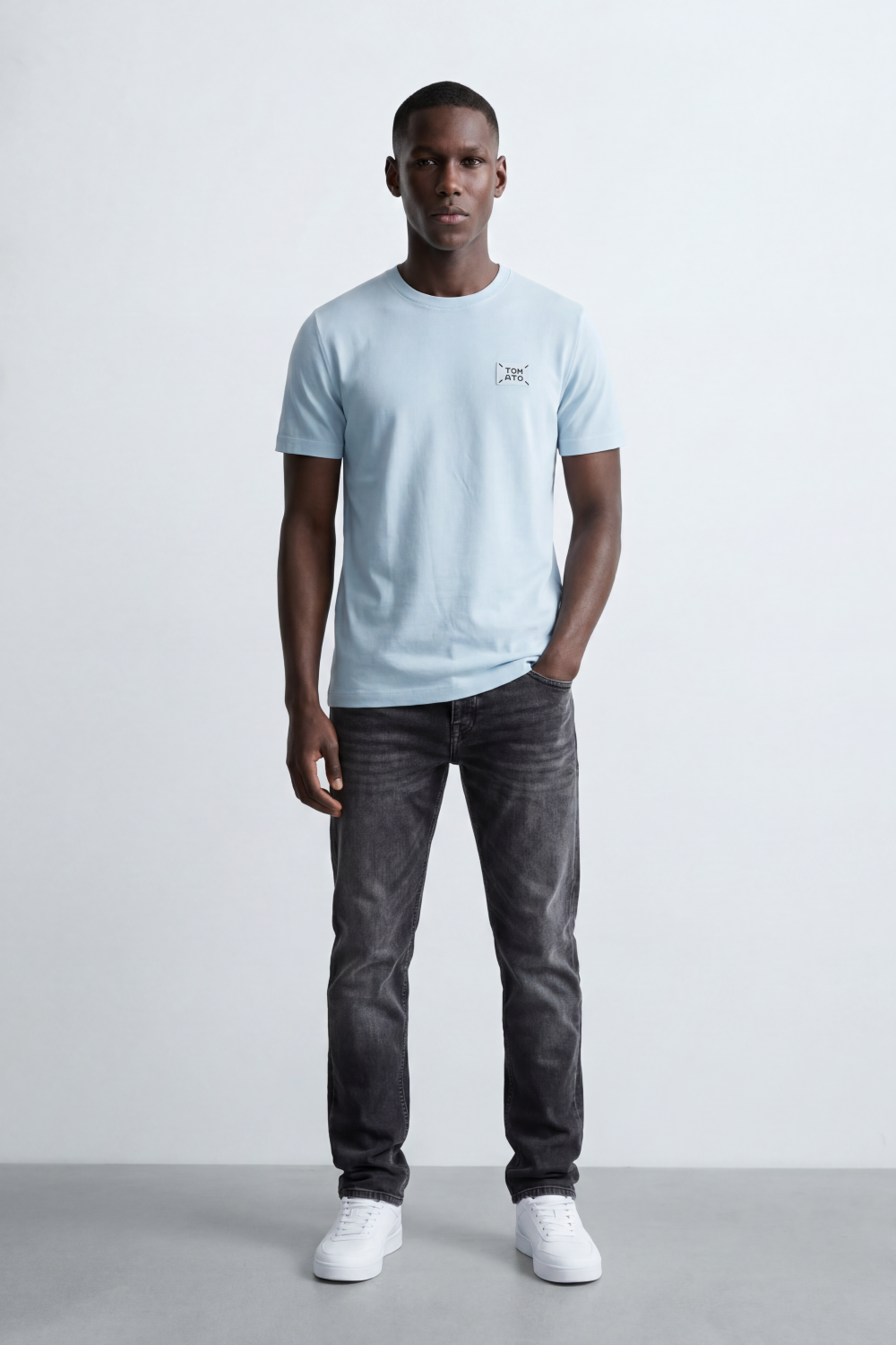 Men's Tomato Store Soft Cotton T-Shirt Minimal Tomato Chest Logo Slim Fit