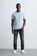 Men's Tomato Store Soft Cotton T-Shirt Minimal Tomato Chest Logo Slim Fit