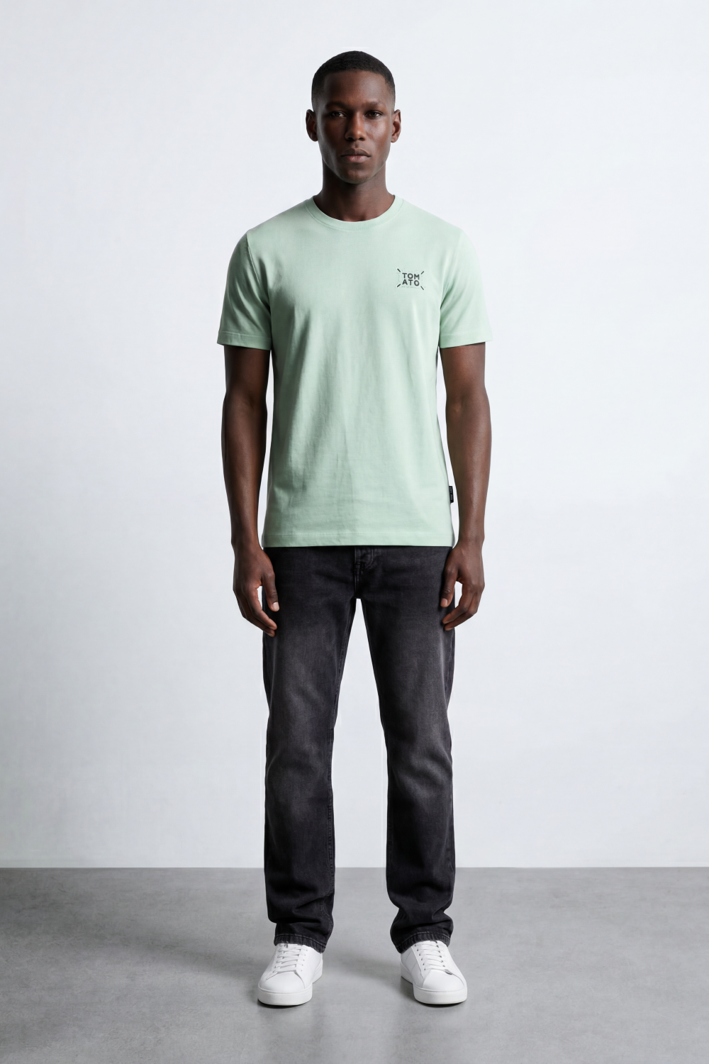 Men's Tomato Store Soft Cotton T-Shirt Minimal Tomato Chest Logo Slim Fit