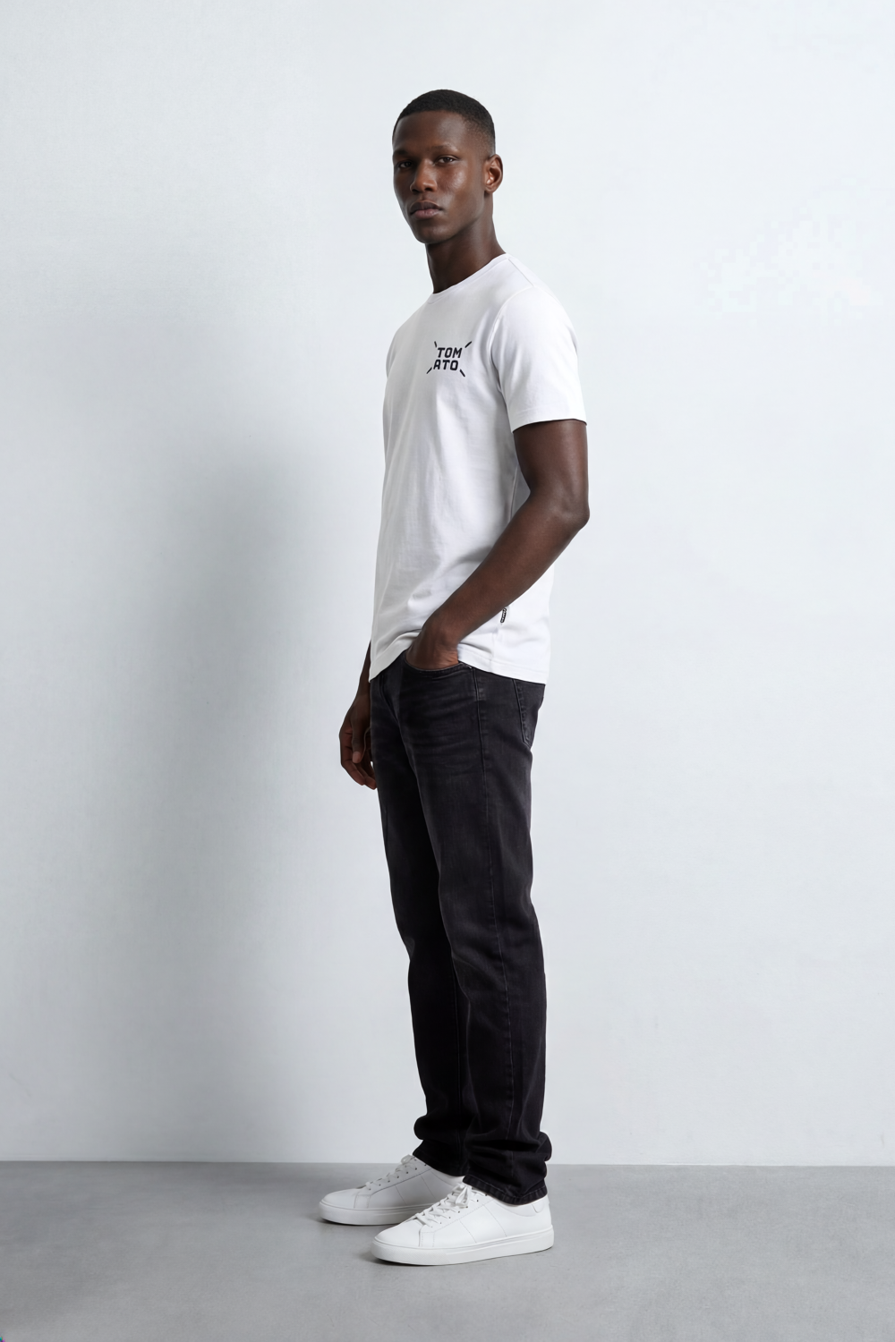 Men's Tomato Store Soft Cotton T-Shirt Minimal Tomato Chest Logo Slim Fit