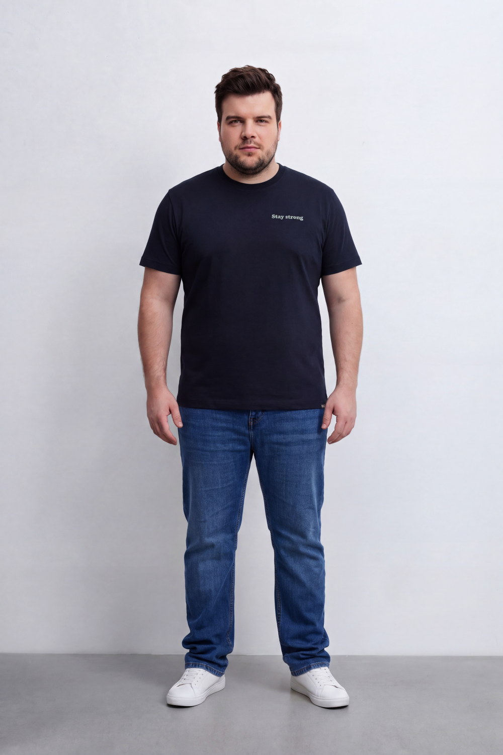 Men's Tomato Store Big Size Graphic T-Shirt Stay Strong Front And Back Slogan Typography Regular Fit