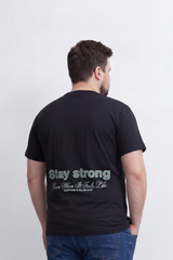 Men's Tomato Store Big Size Graphic T-Shirt Stay Strong Front And Back Slogan Typography Regular Fit