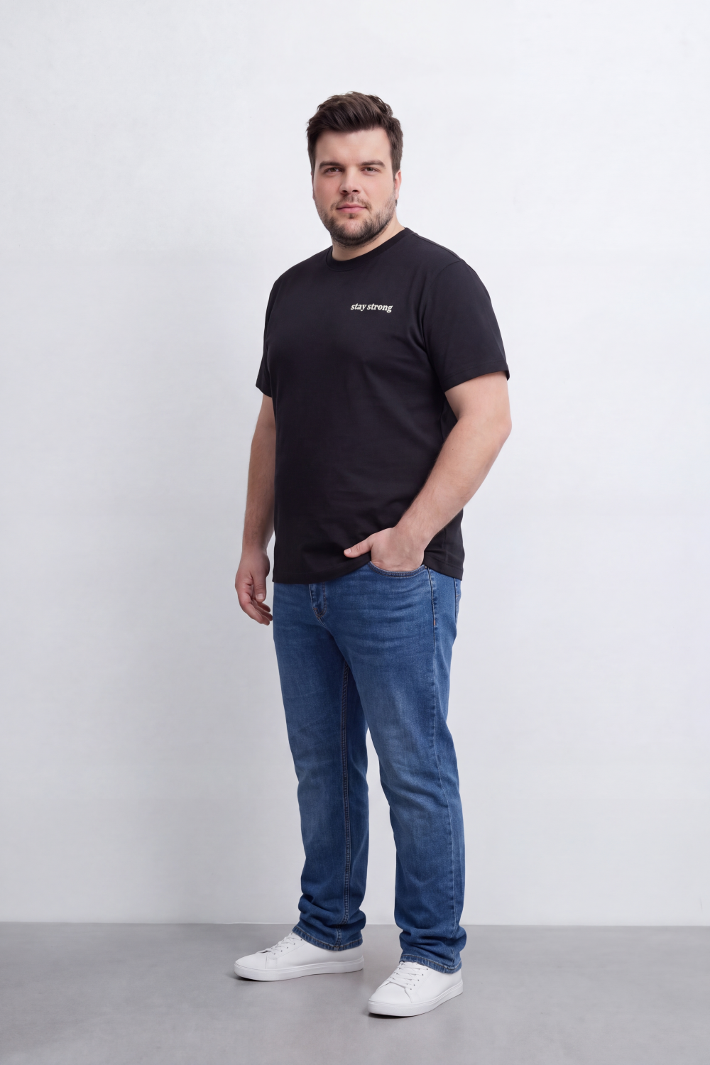 Men's Tomato Store Big Size Graphic T-Shirt Stay Strong Front And Back Slogan Typography Regular Fit