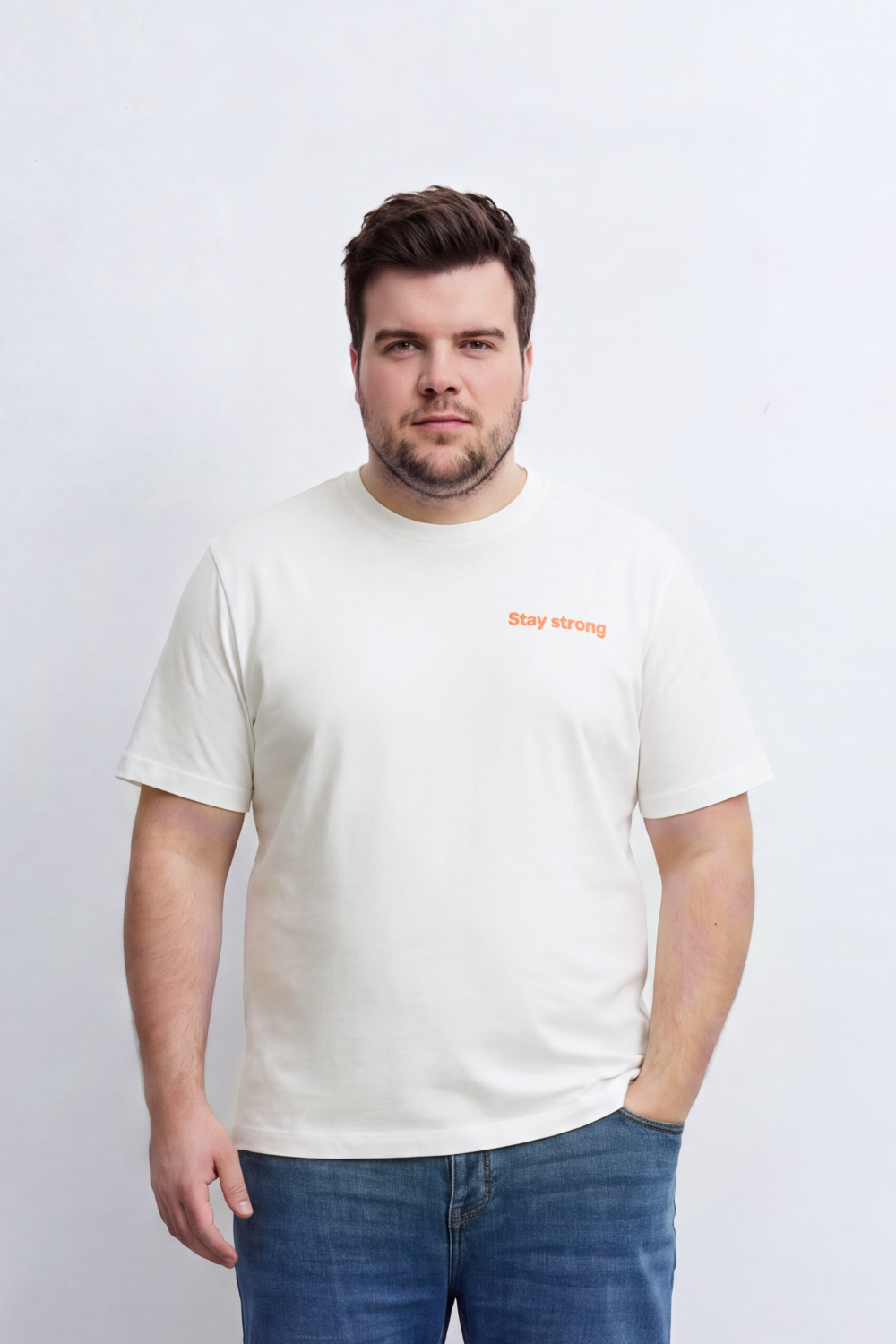 Men's Tomato Store Big Size Graphic T-Shirt Stay Strong Front And Back Slogan Typography Regular Fit