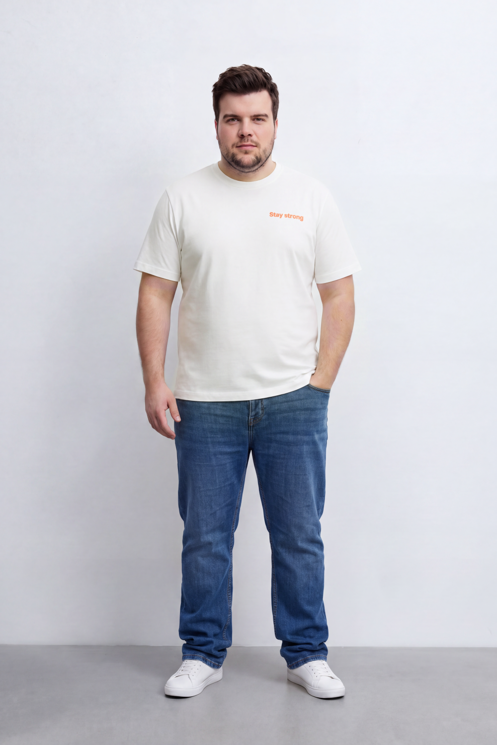 Men's Tomato Store Big Size Graphic T-Shirt Stay Strong Front And Back Slogan Typography Regular Fit