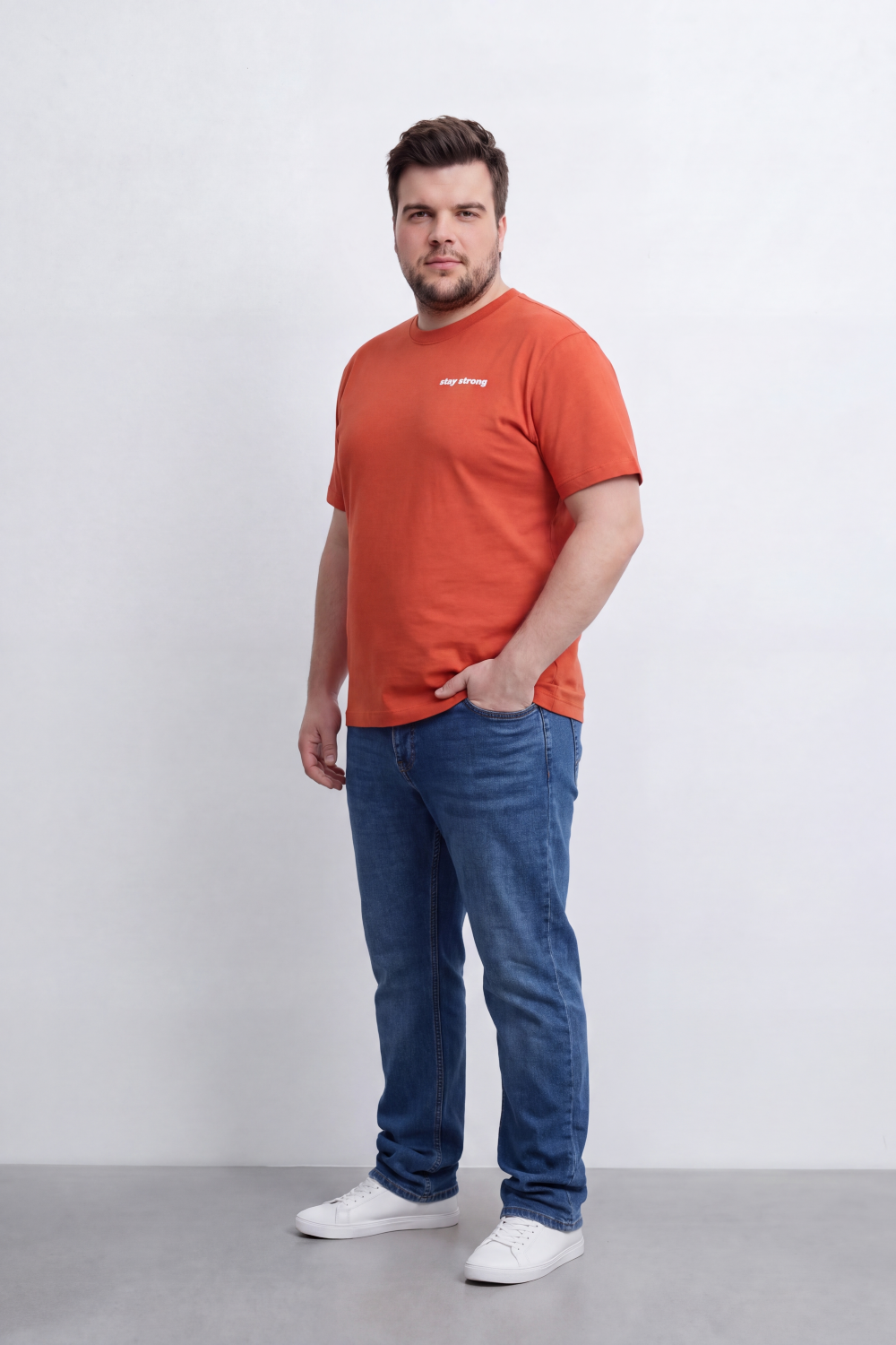 Men's Tomato Store Big Size Graphic T-Shirt Stay Strong Front And Back Slogan Typography Regular Fit