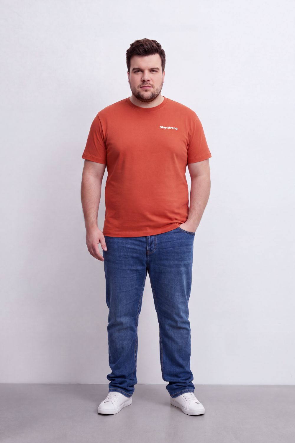 Men's Tomato Store Big Size Graphic T-Shirt Stay Strong Front And Back Slogan Typography Regular Fit