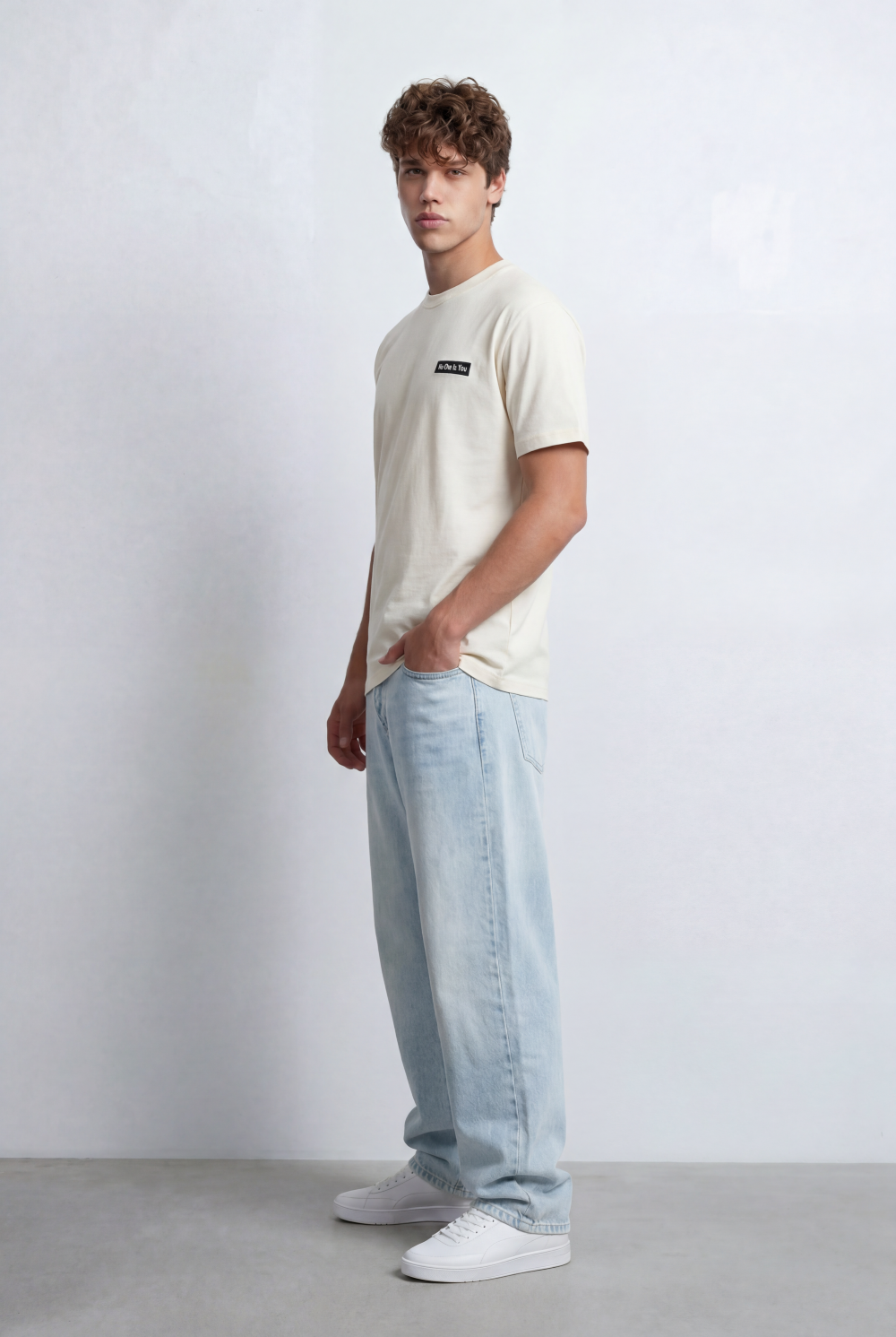 Men’s Tomato Store Patch T-Shirt Basic Look Small Chest Label Detail Oversize
