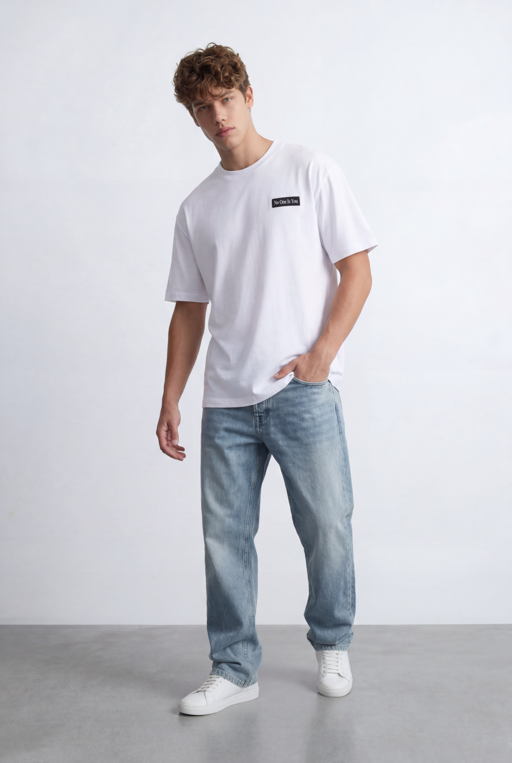 Men’s Tomato Store Patch T-Shirt Basic Look Small Chest Label Detail Oversize