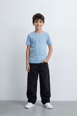 Boy's Tomato Store T-Shirt With Fine Combed Knit Surface Plain Dyed Finish Minimal Unprinted Front