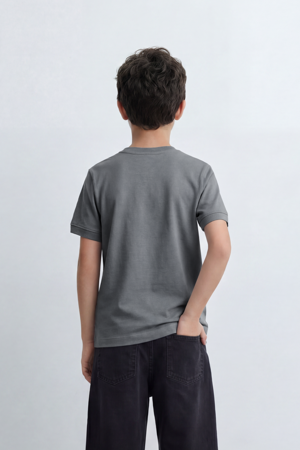 Boy's Tomato Store T-Shirt With Fine Combed Knit Surface Plain Dyed Finish Minimal Unprinted Front