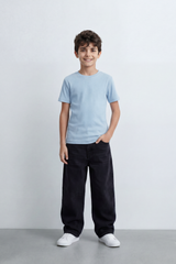 Boy's Tomato Store T-Shirt With Fine Combed Knit Surface Plain Dyed Finish Minimal Unprinted Front