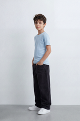 Boy's Tomato Store T-Shirt With Fine Combed Knit Surface Plain Dyed Finish Minimal Unprinted Front