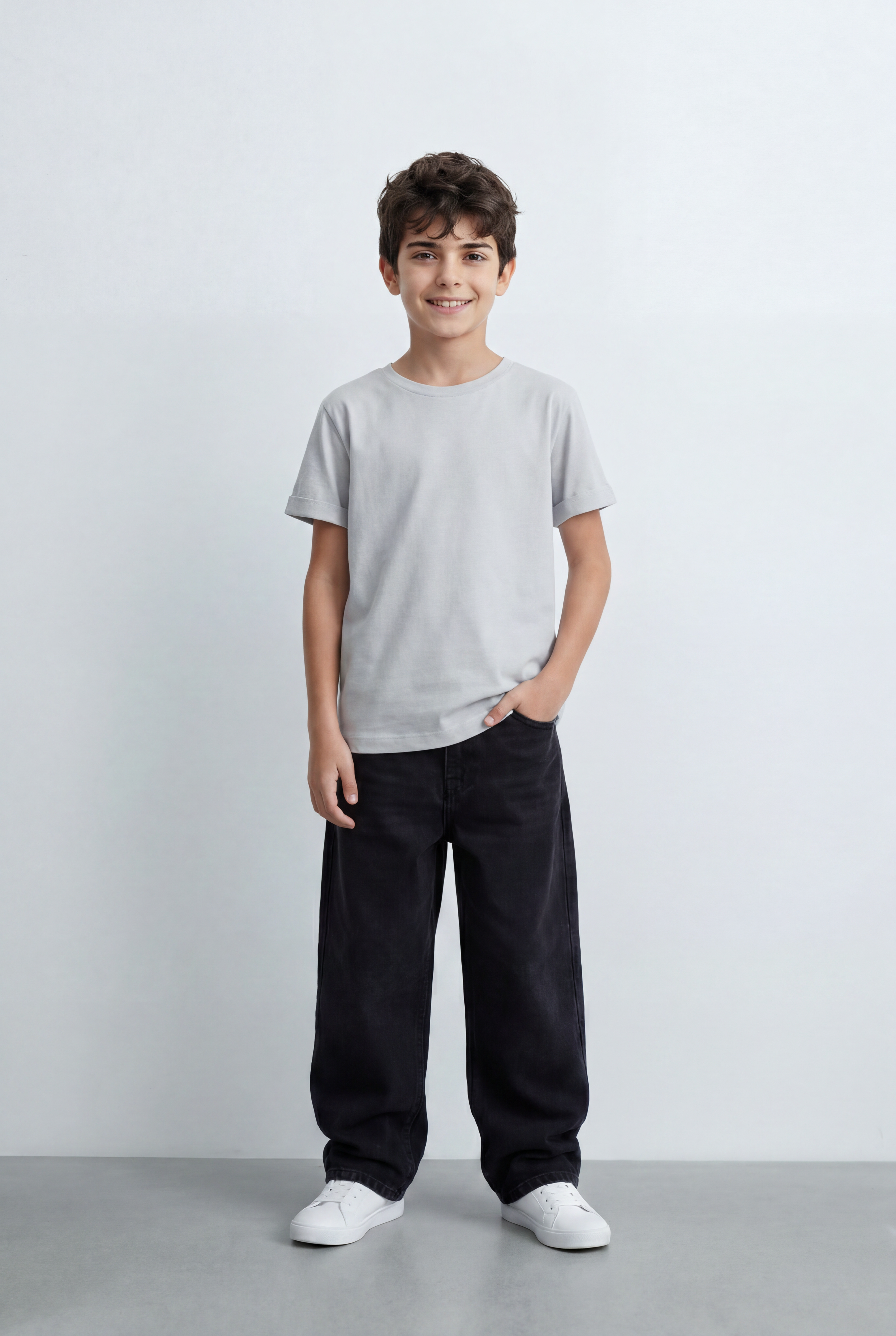 Boy's Tomato Store T-Shirt With Fine Combed Knit Surface Plain Dyed Finish Minimal Unprinted Front