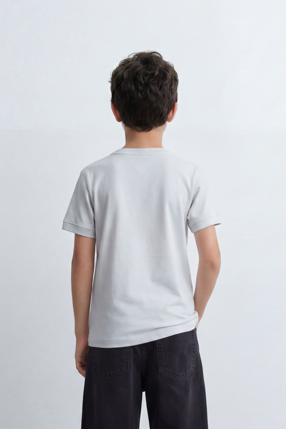 Boy's Tomato Store T-Shirt With Fine Combed Knit Surface Plain Dyed Finish Minimal Unprinted Front