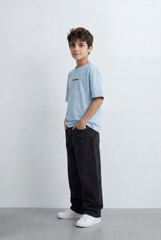 Boy's Oversized T-Shirt With Minimal Front Graphic Print Crew Neck Short Sleeves