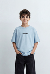 Boy's Oversized T-Shirt With Minimal Front Graphic Print Crew Neck Short Sleeves