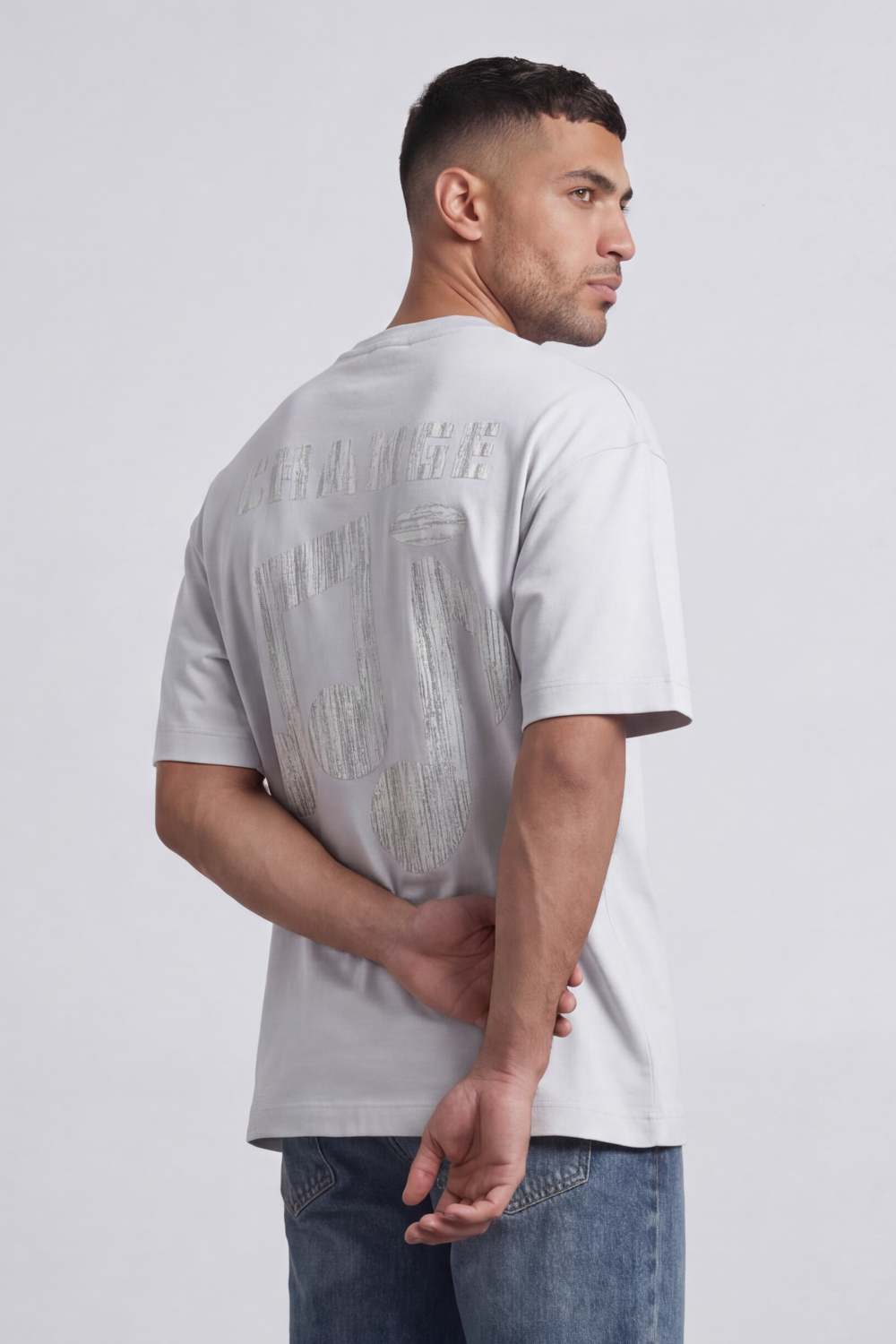 Men’s Tomato Store Sound Change T-Shirt Large Back Music Note Artwork Change Typography Brushed Print