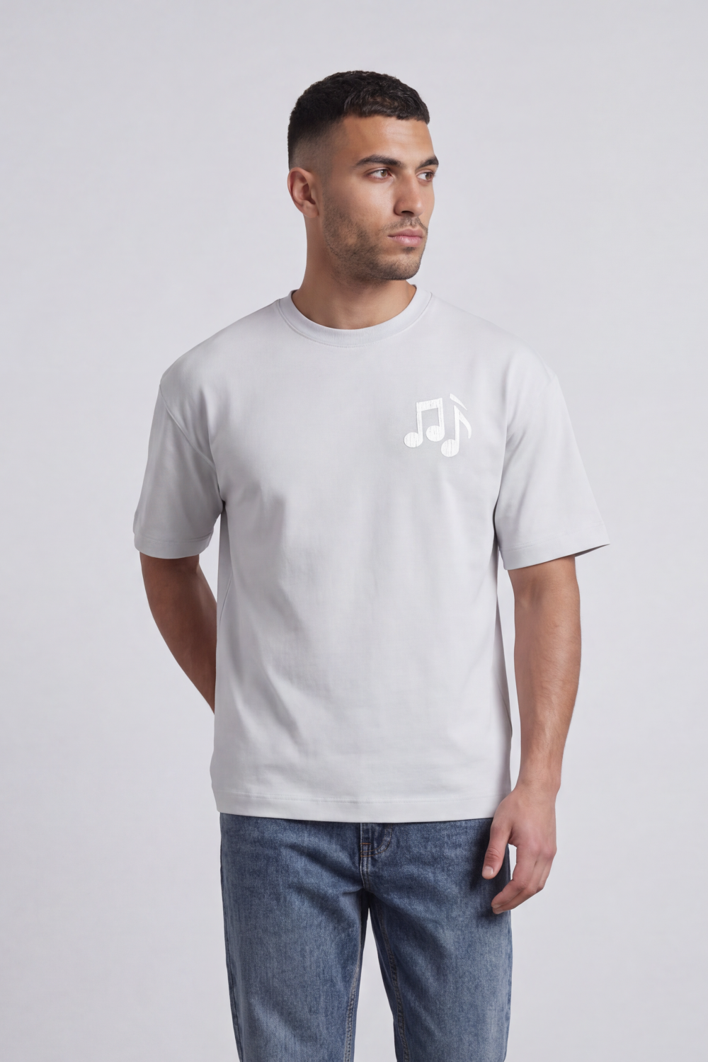 Men’s Tomato Store Sound Change T-Shirt Large Back Music Note Artwork Change Typography Brushed Print