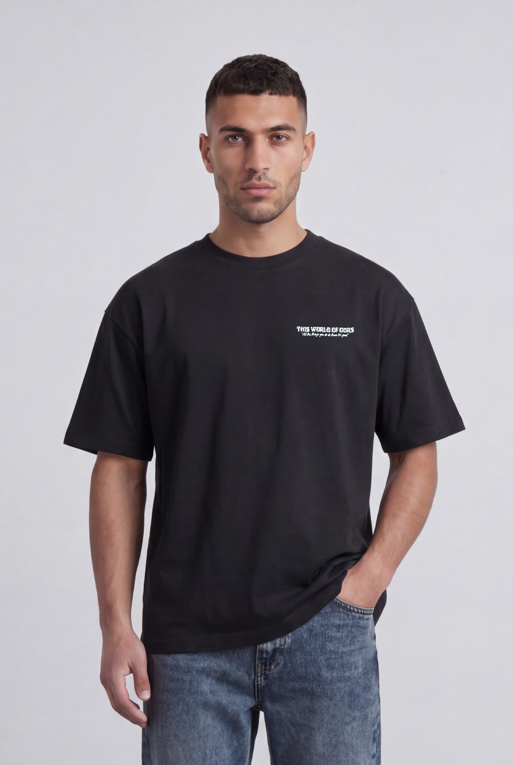Men’s Tomato Store Oversized Graphic T-Shirt Minimal Front Print Back Artwork