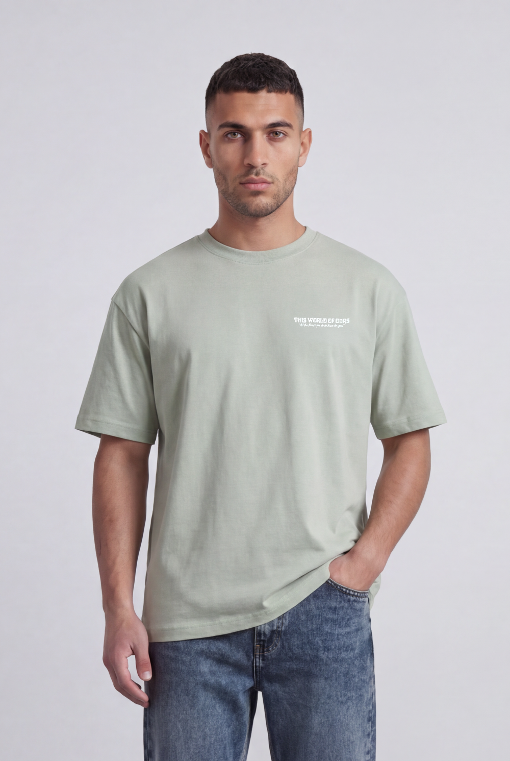 Men’s Tomato Store Oversized Graphic T-Shirt Minimal Front Print Back Artwork