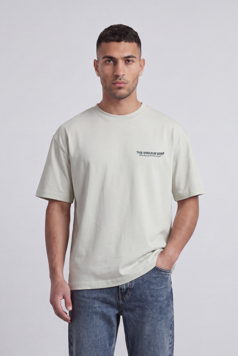 Men’s Tomato Store Oversized Graphic T-Shirt Minimal Front Print Back Artwork