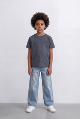 Boy's Tomato Store Embroidered Logo T-Shirt Tonal Chest Detail Minimal Everyday Design