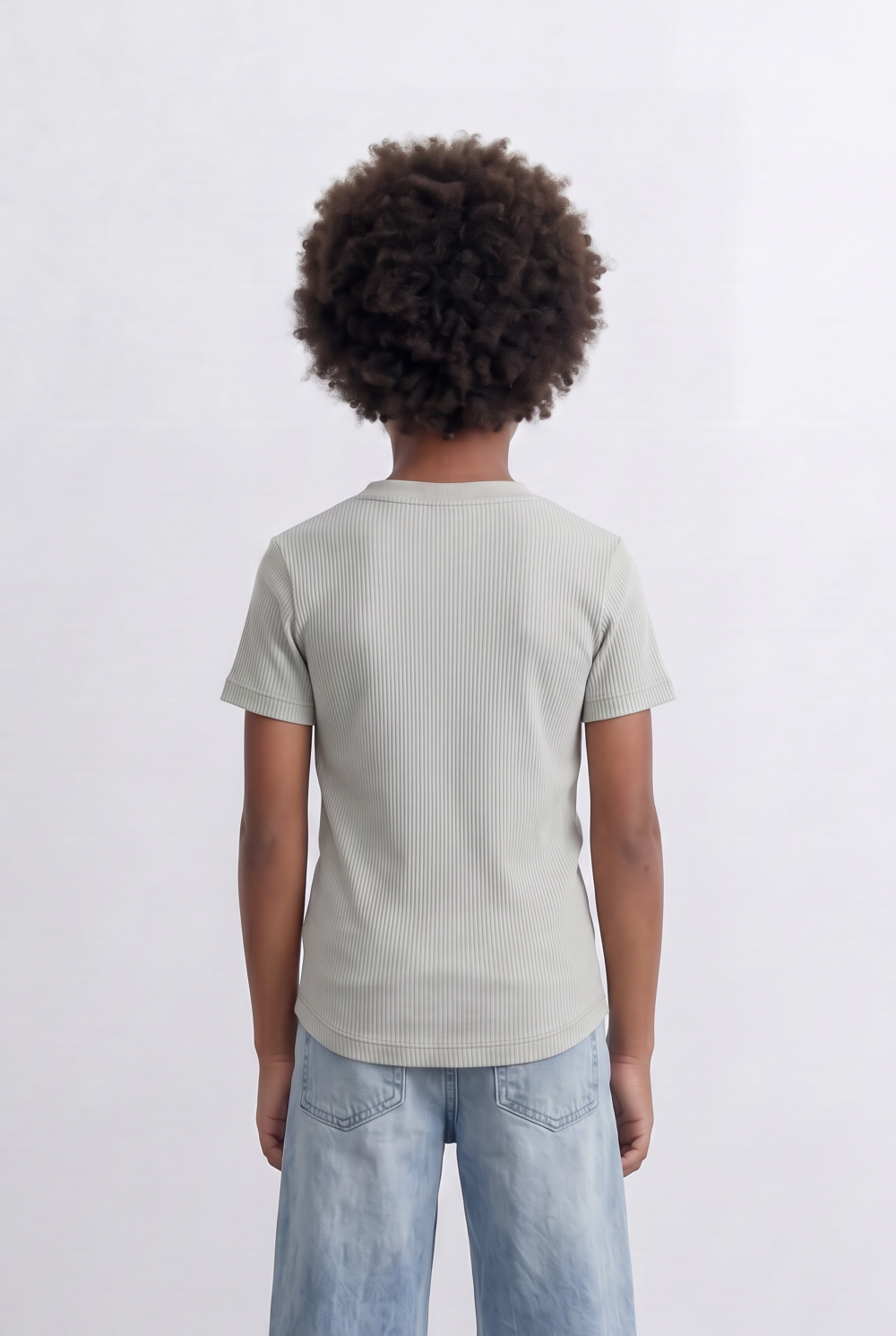 Boy's Tomato Store Ribbed Basic T-Shirt Vertical Texture Finish Stretch Comfort Fabric Slim Fit