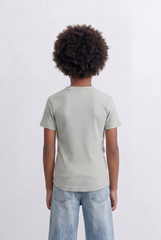 Boy's Tomato Store Ribbed Basic T-Shirt Vertical Texture Finish Stretch Comfort Fabric Slim Fit