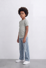 Boy's Tomato Store Ribbed Basic T-Shirt Vertical Texture Finish Stretch Comfort Fabric Slim Fit