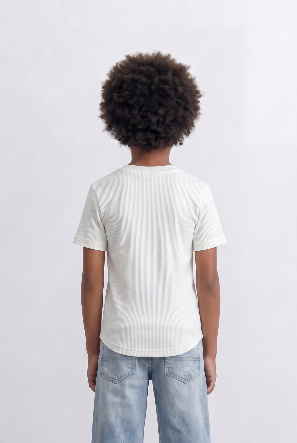 Boy's Tomato Store Ribbed Basic T-Shirt Vertical Texture Finish Stretch Comfort Fabric Slim Fit