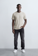 Men’s Tomato Store Ribbed Knit T-Shirt Vertical Texture Pattern