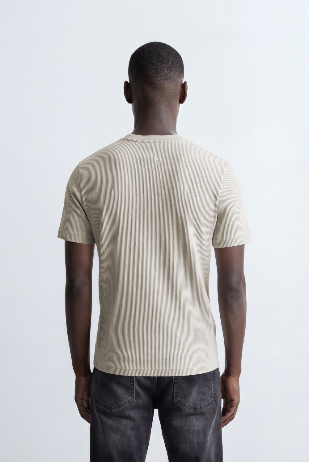 Men’s Tomato Store Ribbed Knit T-Shirt Vertical Texture Pattern