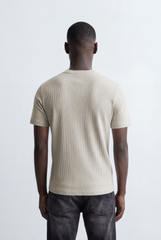 Men’s Tomato Store Ribbed Knit T-Shirt Vertical Texture Pattern