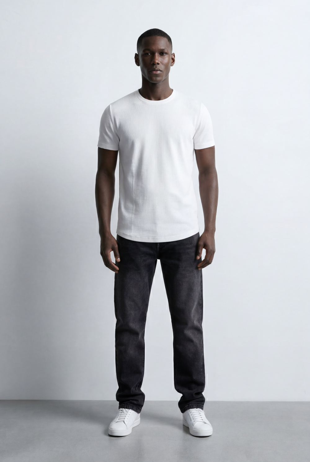 Men’s Tomato Store Ribbed Knit T-Shirt Vertical Texture Pattern
