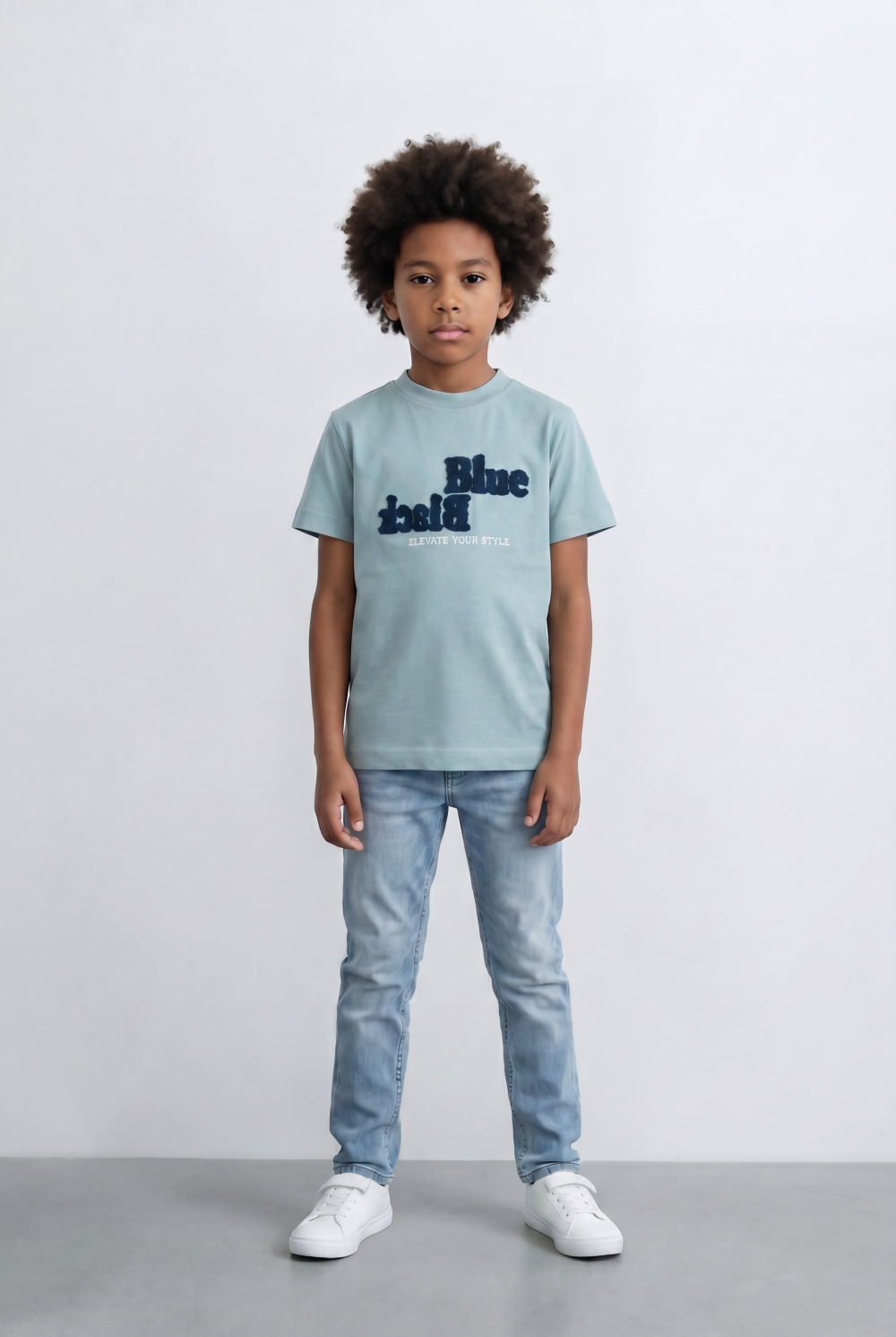 Boy's Slim Fit Tomato Store Round Neck T-Shirt Stylish Embroidered Logo For Comfort & Confidence