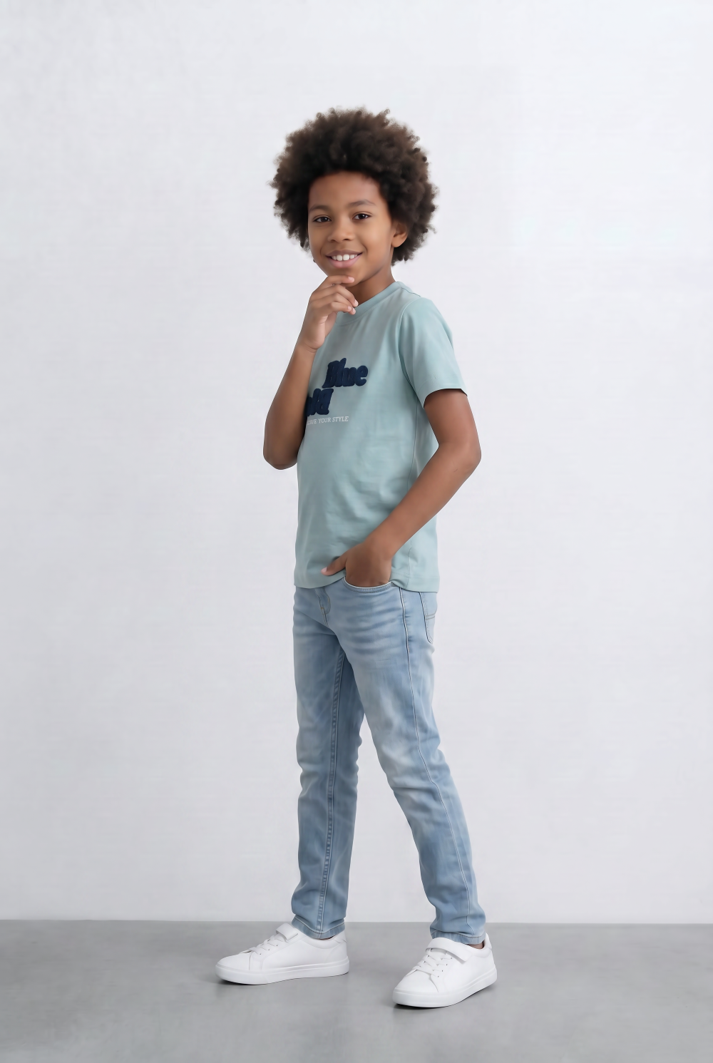 Boy's Slim Fit Tomato Store Round Neck T-Shirt Stylish Embroidered Logo For Comfort & Confidence