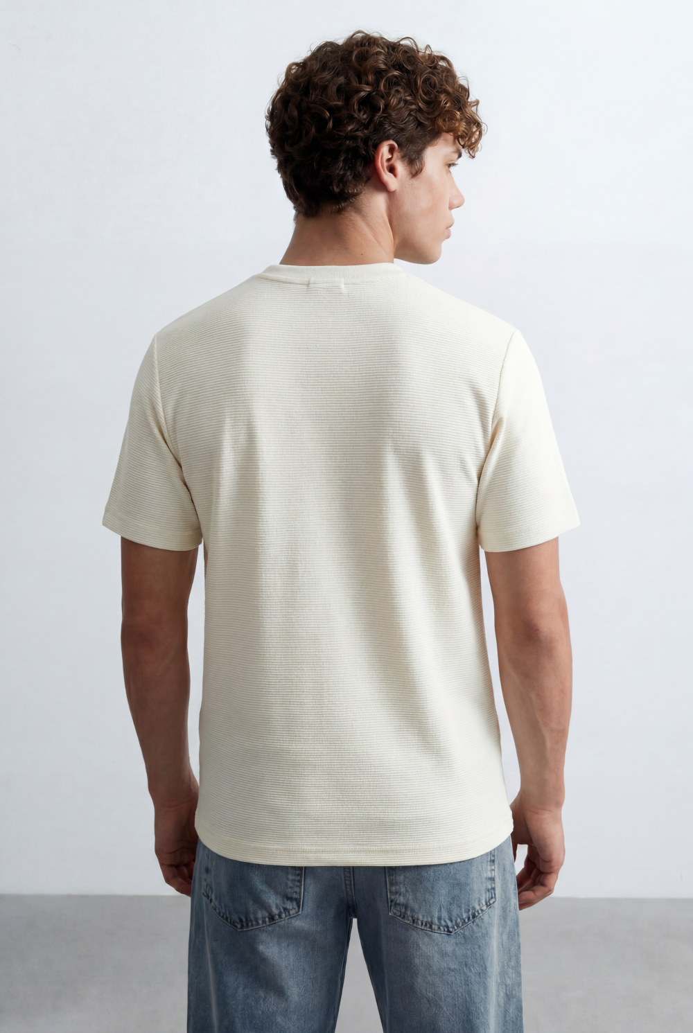 Men’s Tomato Store Slim Fit Textured Micro Rib Tailored Breathable Fabric Everyday Premium Basic T-Shirt