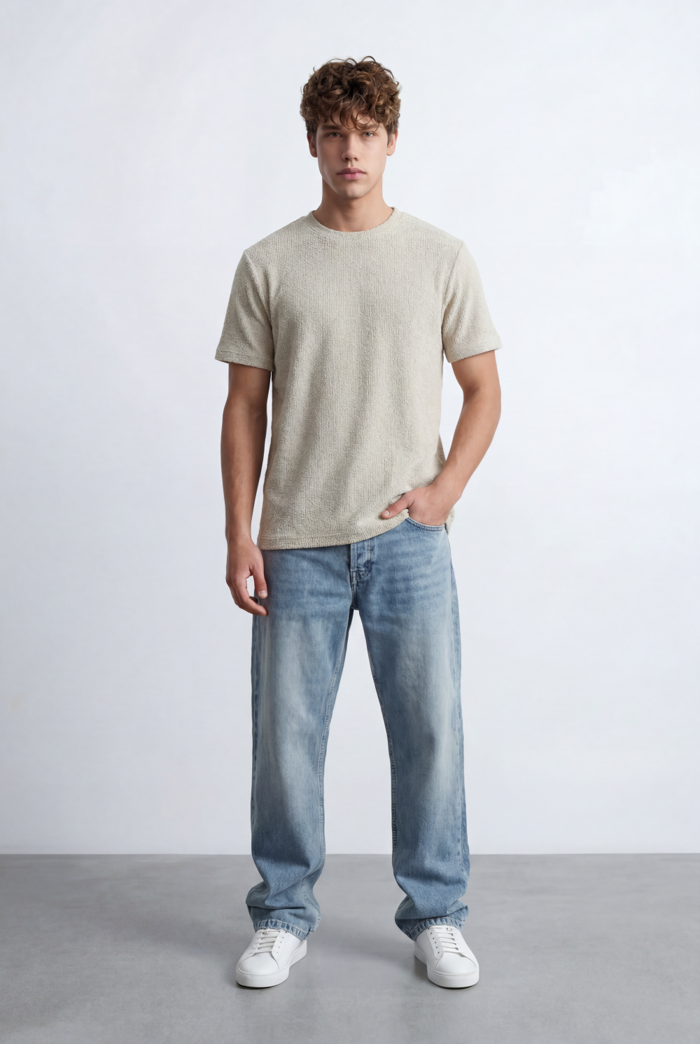 Men’s Tomato Store Knit Texture Open Weave Surface Breathable Elevated Everyday T-Shirt