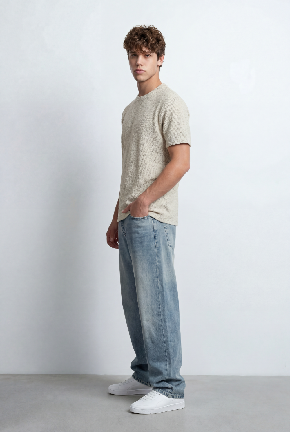 Men’s Tomato Store Knit Texture Open Weave Surface Breathable Elevated Everyday T-Shirt