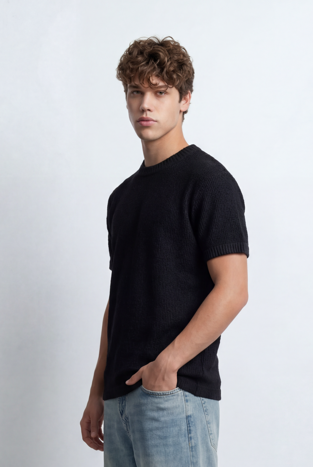 Men’s Tomato Store Knit Texture Open Weave Surface Breathable Elevated Everyday T-Shirt