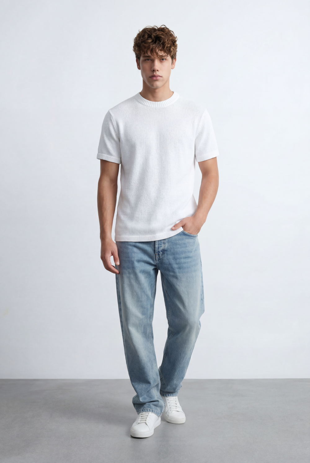 Men’s Tomato Store Knit Texture Open Weave Surface Breathable Elevated Everyday T-Shirt