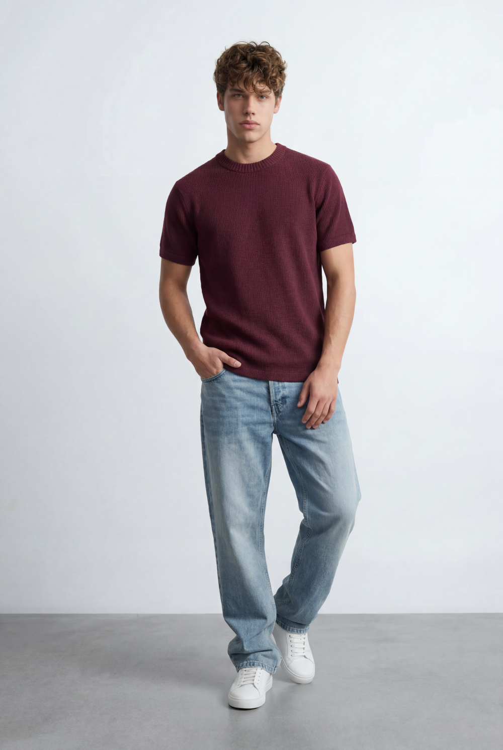 Men’s Tomato Store Knit Texture Open Weave Surface Breathable Elevated Everyday T-Shirt