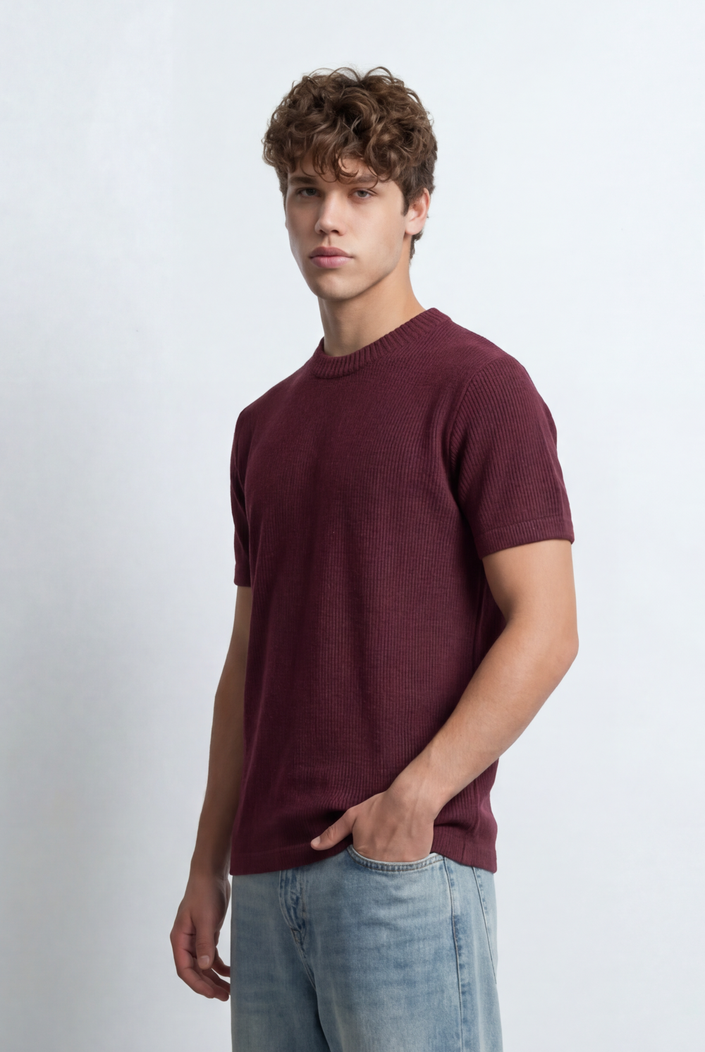 Men’s Tomato Store Knit Texture Open Weave Surface Breathable Elevated Everyday T-Shirt