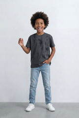 Boy's Oversized Casual T-shirt Abstract Washed Print For Everyday Cool Look Tomato Store