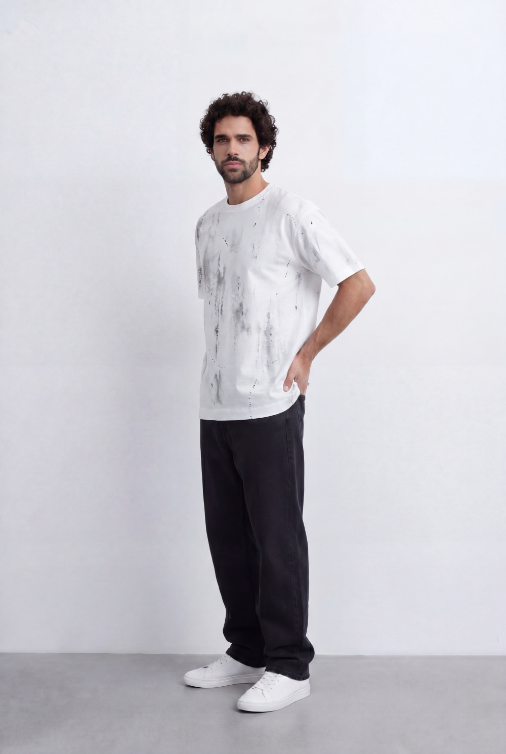 Men’s Tomato Store Abstract Wash Tee Smudge Effect Surface Minimal Grunge Texture Relaxed
